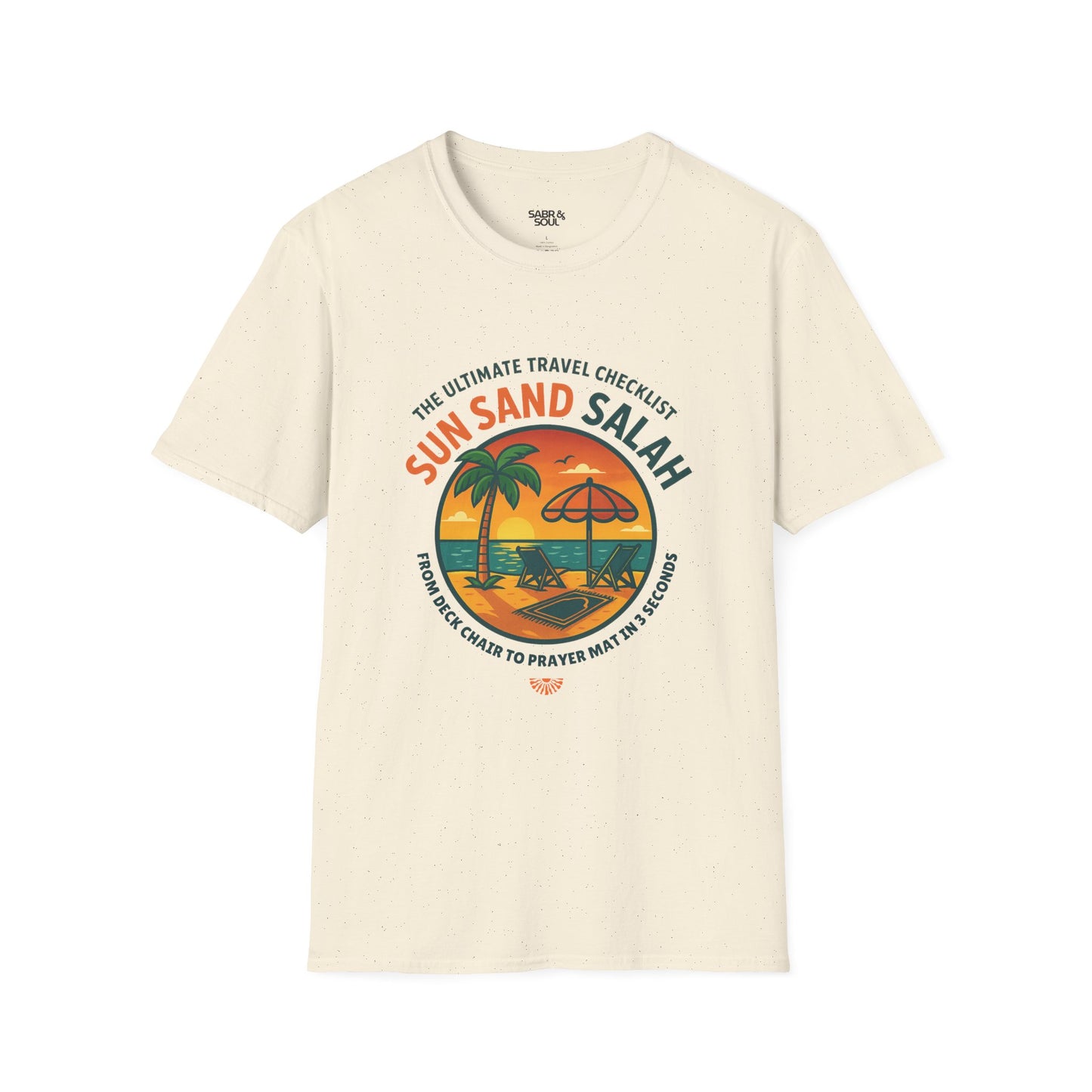 Unisex T-Shirt – Sun. Sand. Salah. Ultimate Travel Checklist