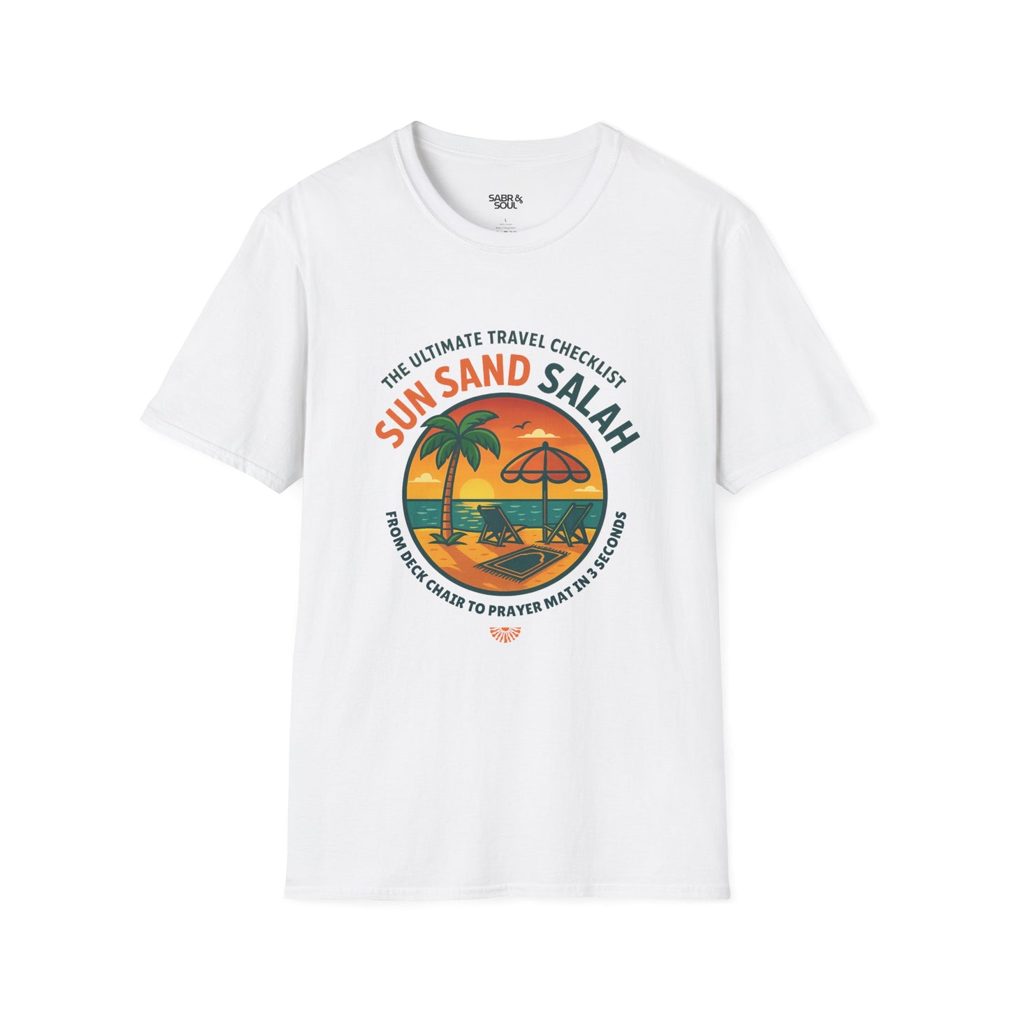 Unisex T-Shirt – Sun. Sand. Salah. Ultimate Travel Checklist