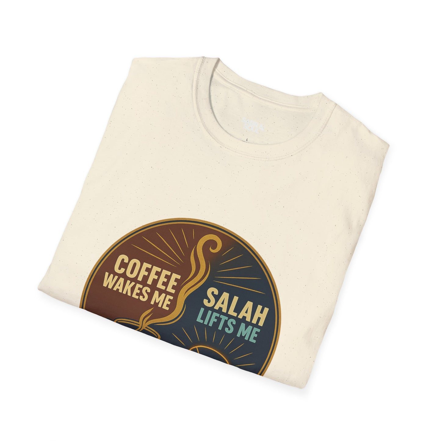 Unisex T-Shirt – Coffee Wakes Me. Salah Lifts Me. Double Shot Motivation.